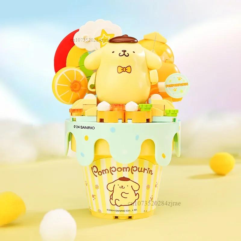 New Keeppley Sanrio Building Blocks Hello Kitty Kuromi Pochacco Cinnamoroll Ice Cream Cone Splicing Model Toy Ornaments Gift