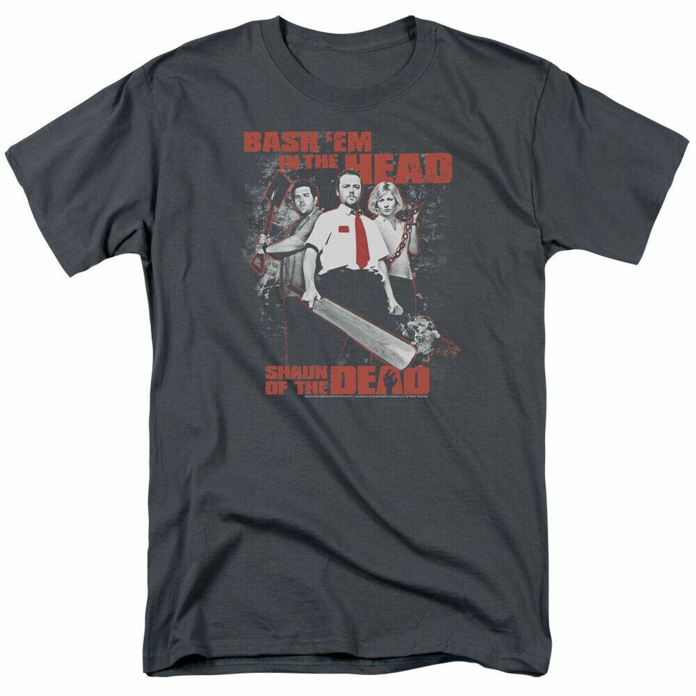 

Shaun of the Dead Bash Em T Shirt Mens Licensed Movie Tee Charcoal XXXL