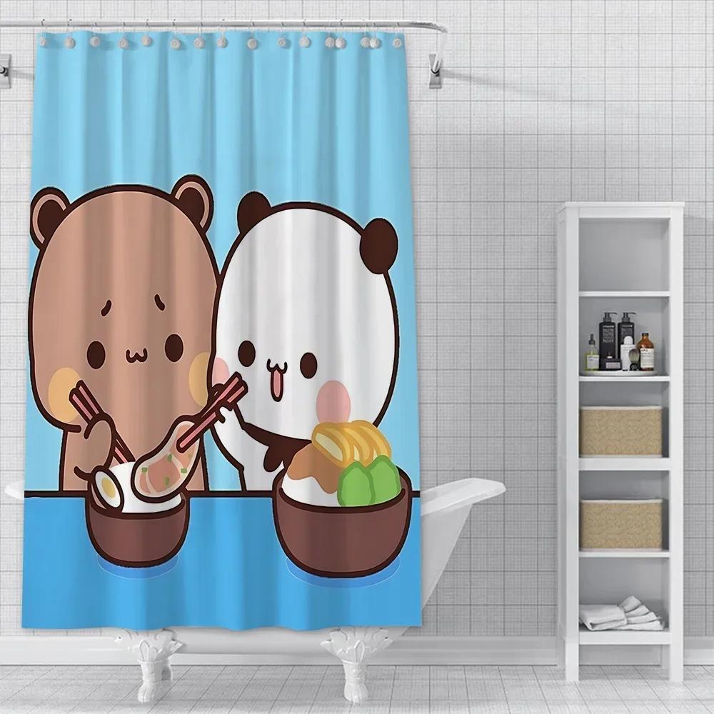 Cartoon Q-Quarto B-Bubu and Dudu Shower Curtain Waterproof Polyester Fabric Bath Curtains Home Bathroom Decor Curtain With Hook