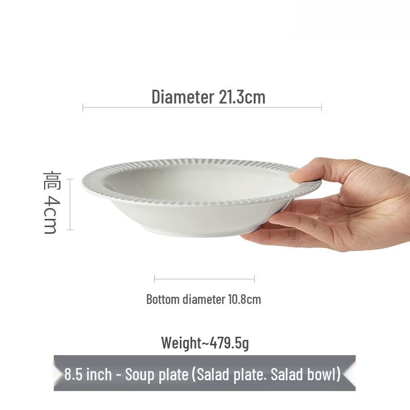 Французская керамическая суповая тарелка с подглазурным декором