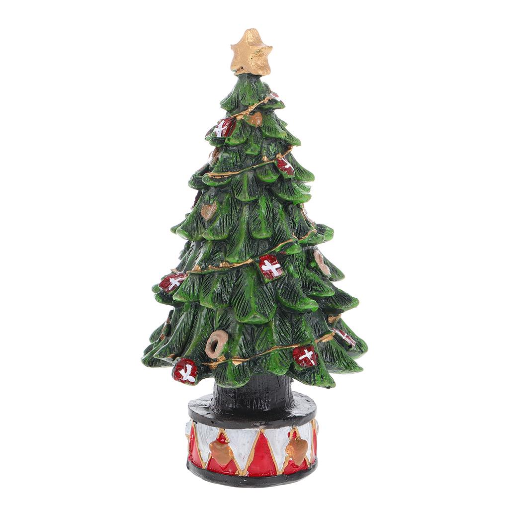 Mini Resin Christmas Tree Decoration Small Tabletop Xmas Pine Tree Statue Desktop Holiday Party Photo Prop Micro Landscape