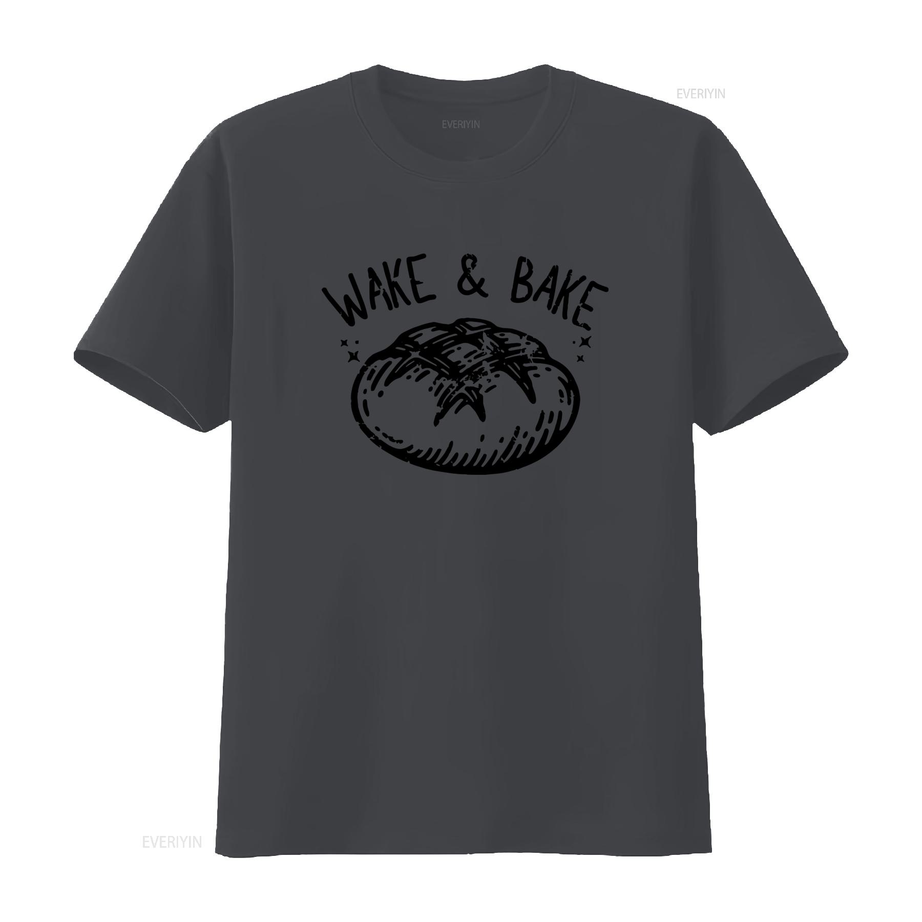 

Wake and Bake T Shirt Funny Baking Design for Women Sourdough Bread Lover Vintage Washed Graphic Casual Breathable Versatile 4XL