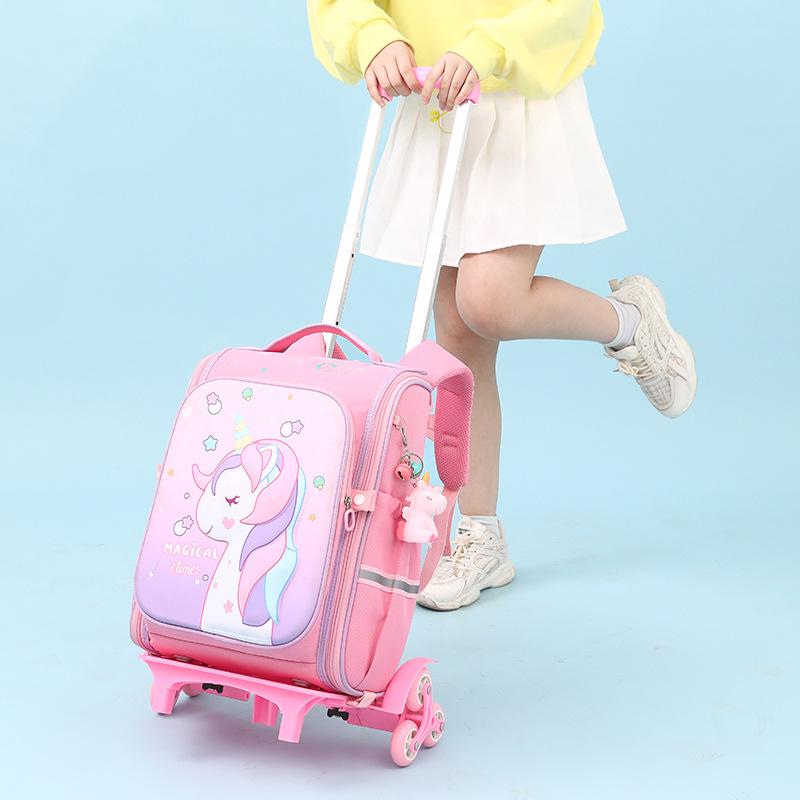 Capybara Unicorn Trolley School Bag for Girls - 2023, Detachable & Stair-Climbing