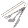 Titanium Tableware Camping Fork Spoon Cutter Chopsticks Ultra Light Outdoor Cutlery Set for Picnic Travel Backpacking Hiking Kitchen