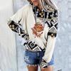 Women's Aztec Hoodie Geometric Pattern Long Sleeve Colour Block Pullover Drawstring Sweatshirt