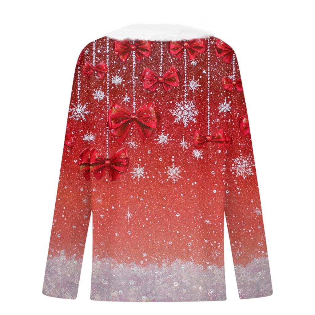 Christmas Day Girls Long Sleeve T Shirts Kids  Girls' V-Neck Tee Christmas Print Long Sleeve Top