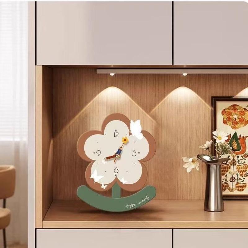 Silent Cartoon Flower Clock: Creative Decorative Ornament for Living Room or Bedroom