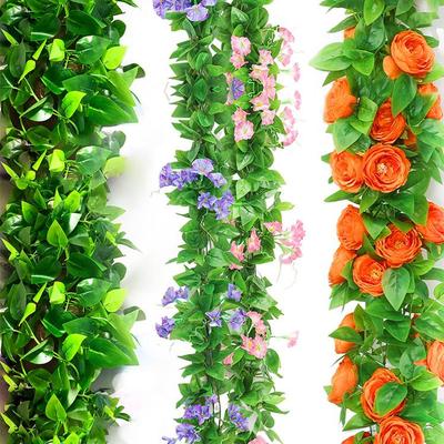 Rattan Pothos Artificial Green Vines: Leaf & Floral Decoration for Pipes and Air Conditioners