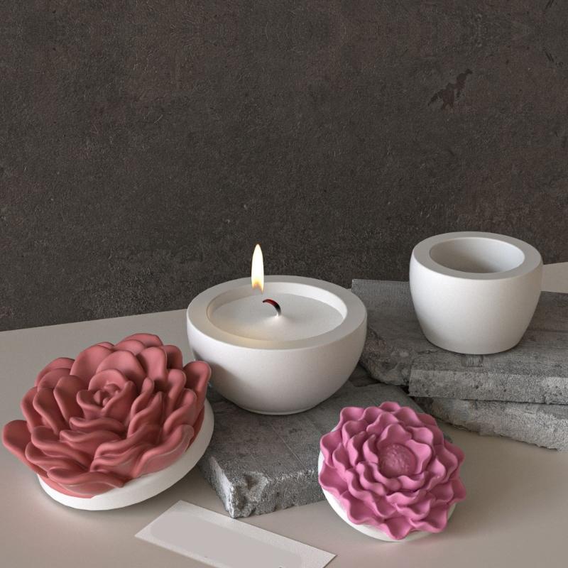 Flower Silicone Mold For Handmade Candle Cup Storage Jar Crafting Projects Flexible Reusable Succulent Planter Mould