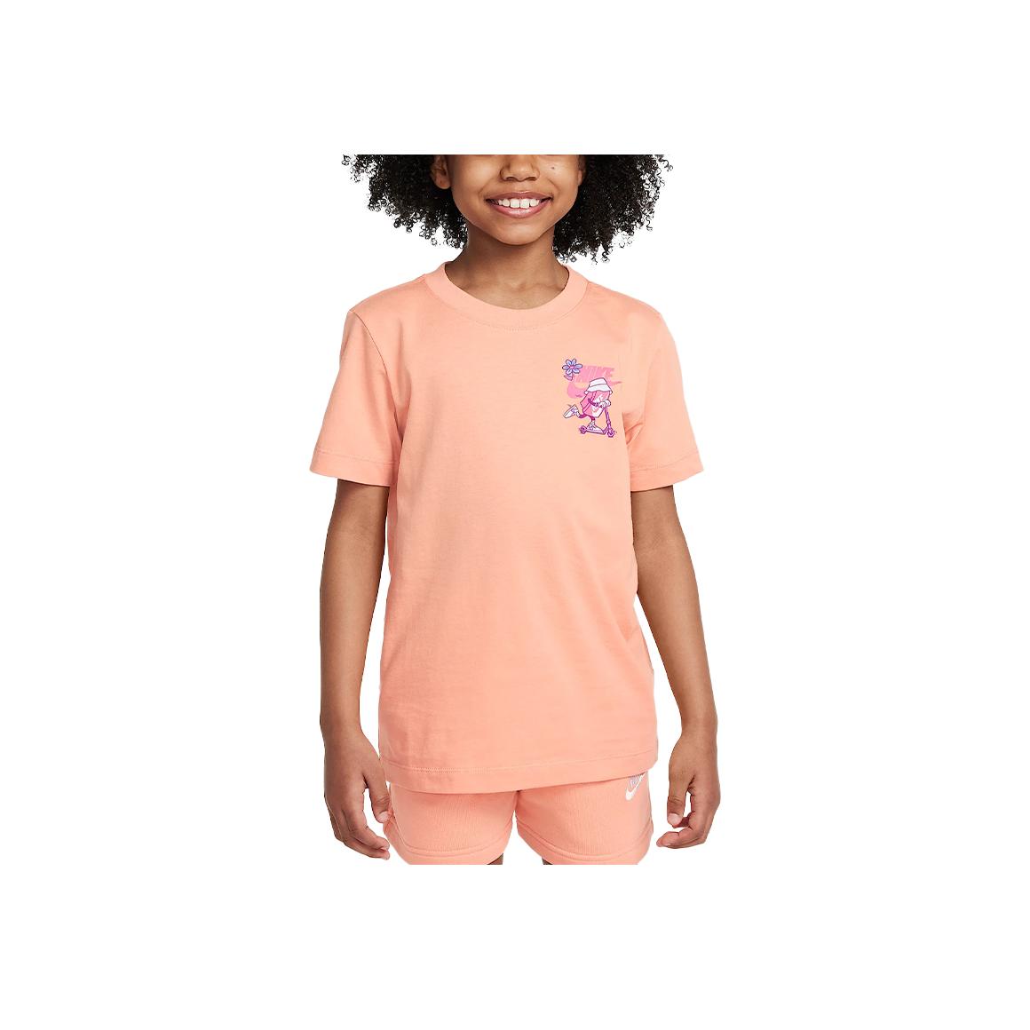 

Nike Sportswear Comfortable Round Neck Pullover Short Sleeve T-Shirt Kids Tops Beige Agate HQ3239-844 S