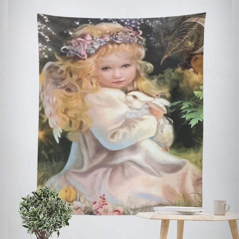 

Маленькая девочка картина маслом стиль декоративный гобелен домашний декор стены офис гостиная гобелен 170x200cm