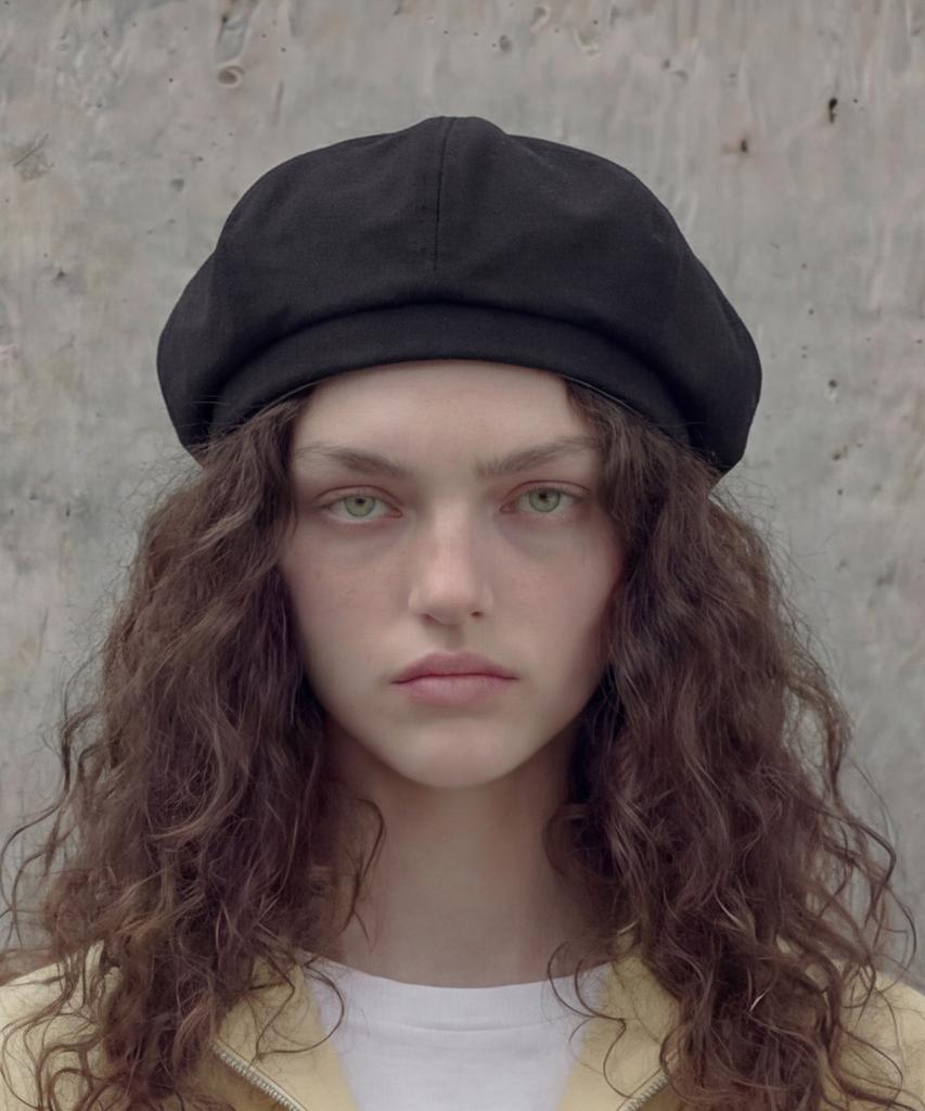 Eondeokeonteulolseutyudio Cotton Beret Bread Beret / Bio / Black