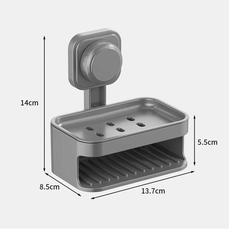 New Non Drill Wall Mounted Shower Rack Wall Mounted Soap Dish with Suction Cup Drainage Soap Holder for Bathroom Kitchen