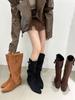 Boots Women's Over-the-Knee Boots 2025 Autumn and Winter New Women's Boots Inner Height Increasing Folds Piling Boots Suede Boots Women's