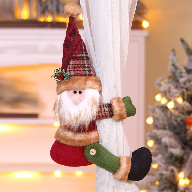 1PC Hat Designs Creative Reindeer & Santa with Sweaters Curtain Buckle Christmas Decorations Curtain Clips Christmas Snowman