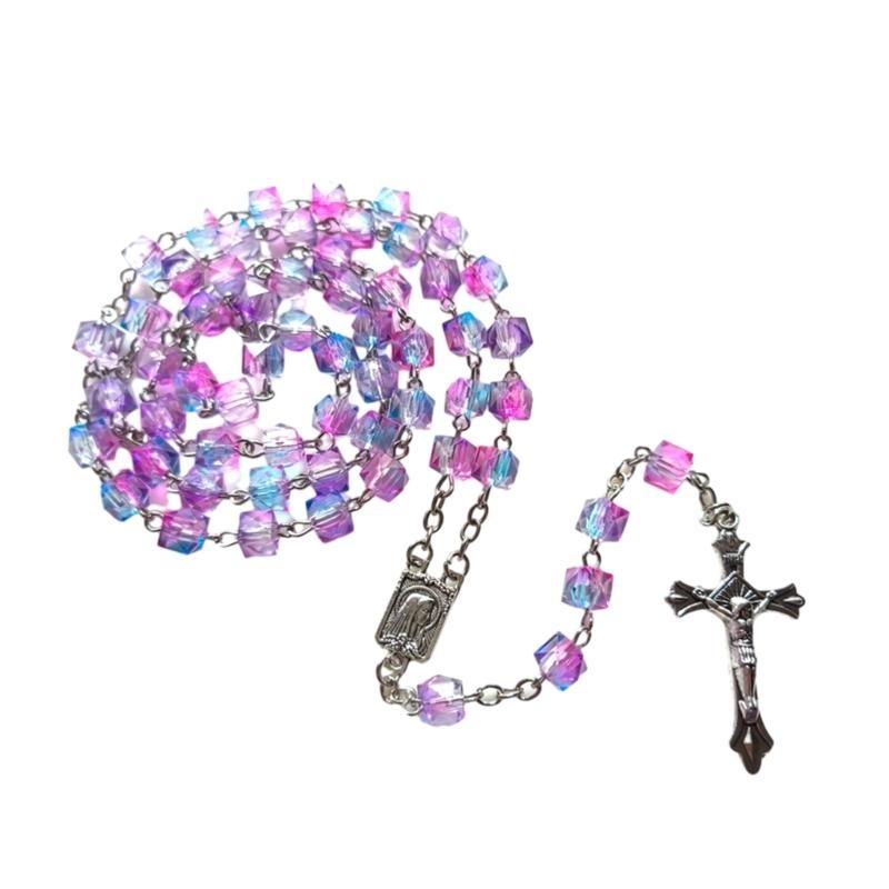 652F Beaded Necklace Rosary Necklace Showcase Individuality and Charm Bead Chain Pendant Ornaments Room Decor Gift