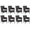 Ensemble de jardin - MAISON EXCLUSIVE - Ensemble 9pcs - Résine tressée noire - Accoudoirs acacia - Table WPC, coussins