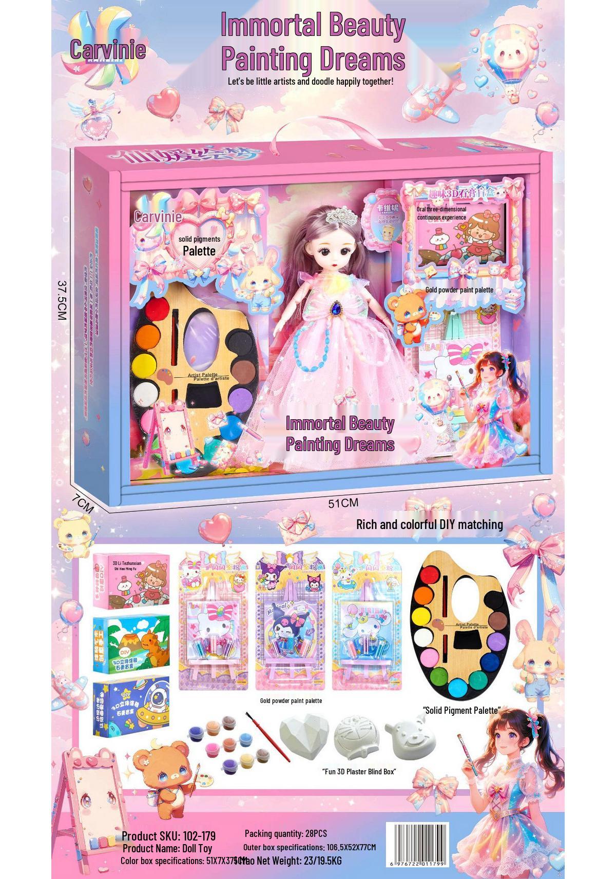 Xian Yuan DIY Paintable Plaster Doll Set - Children s Creative Gift Box