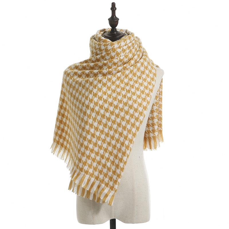 Blanket Scarf For Women Plaid Black And White Houndstooth Cashmere Warm Thick Long Pashmina Women Shawls And Scarves