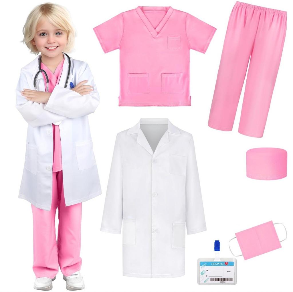 Children Doctor Role Play Set White Coat Nurse Costume Dress Up Pretend Play Toy