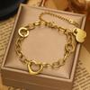 Fashion Heart-Shaped Titanium Steel Bracelet: Niche Design, Thick, Simple Stainless Steel Love Heart Women's Bracelet.
