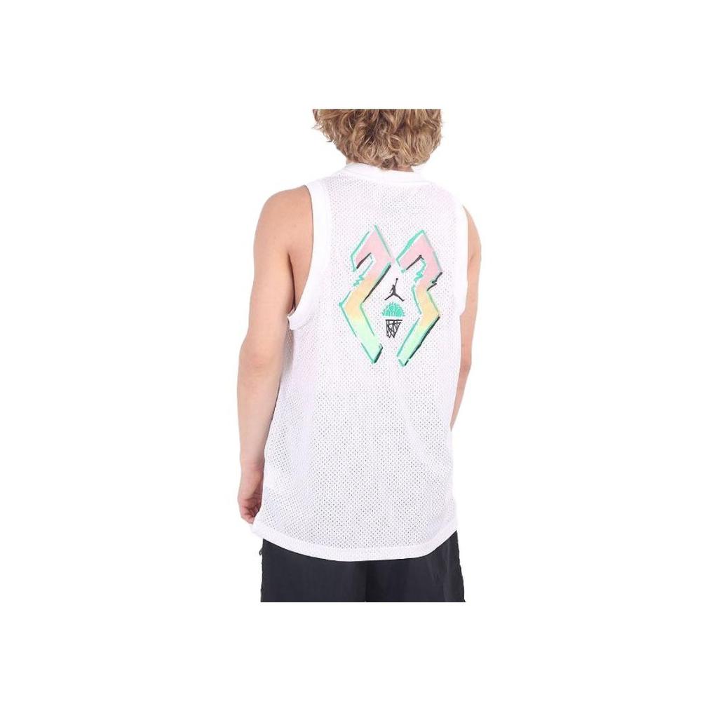 Jordan Breathable Mesh Logo Print Basketball Vest Men Tops White DQ5867-100