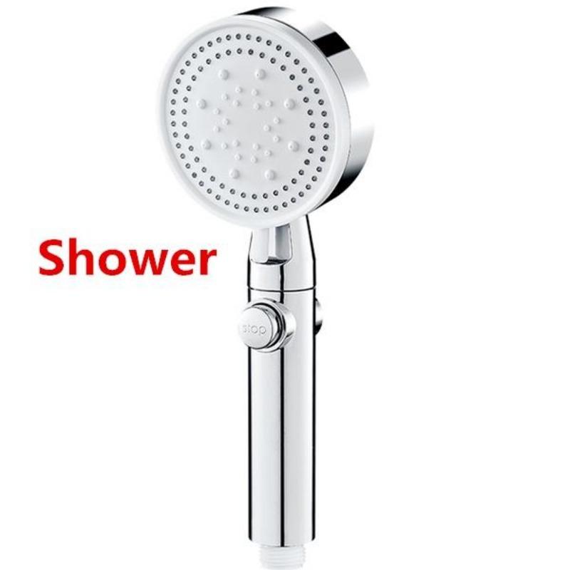 Black Shower Head High Pressure Shower 5 Mode Adjustable Water Saving Shower One-key Stop Water Eco Shower Bathroom Accessories