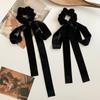 Mode Vintage Schwarze Samt Schleife Haarband Scrunchie für Damen Mädchen Langes Elastisches Haargummi Kopfschmuck Weibliches Haarzubehör