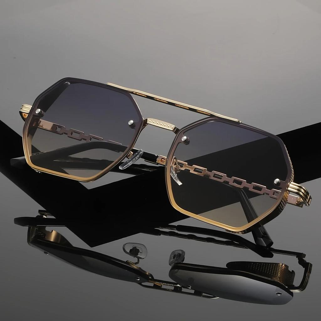 Trendy Square Designer Sunglasses Women Men Metal Frame Colorful Sun Glasses Female Male Brand Fashion Double Bean Shades UV400