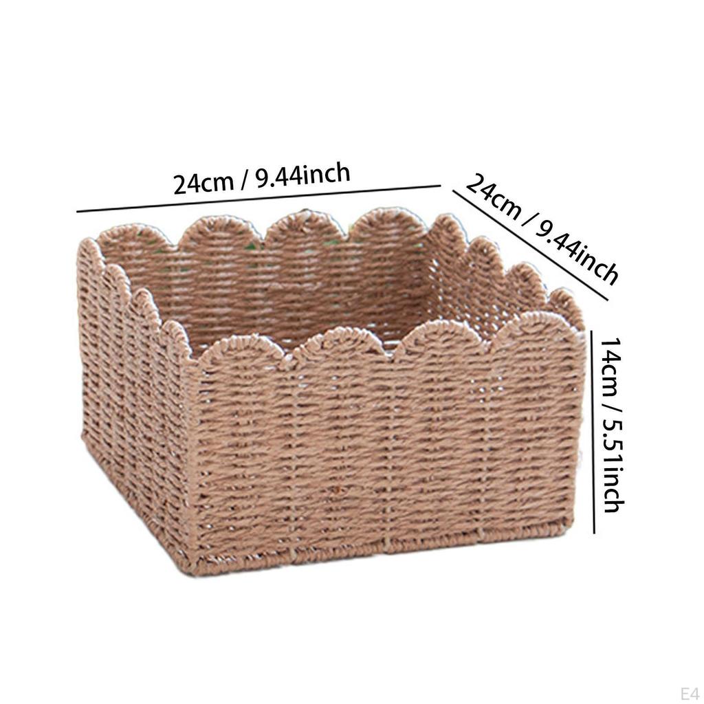 Container Bin Woven Basket Paper Rope for Bathroom Countertop Pastries And More