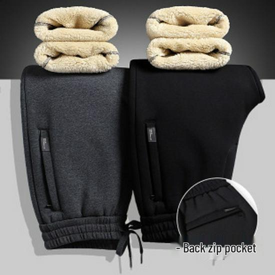 Men's Slim Fit Fleece Lined Winter Sports Sweatpants with Cuffs - Thickened Lambswool for Warmth