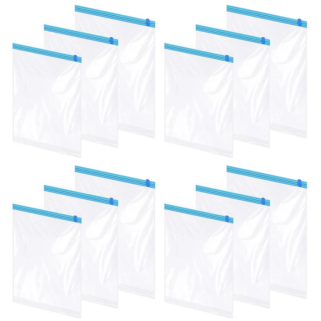 12pcs Foldable Storage Bags Travel Vacuum Space Saver Bag Store More Clothes for Clothing Plush Toys Pillow Rug