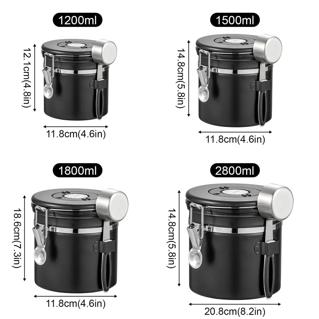 Large Capacity Coffee Beans Vacuum Storage Container Stainless Steel Airtight Container Grains Tea Nut Keep Fresh Storage Jar