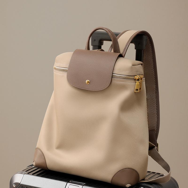 Backpack Winter 2025 New Fashion Backpack Large Capacity Lightweight Nylon Cloth Travel School Bag Computer Bag Luggage Light Camel