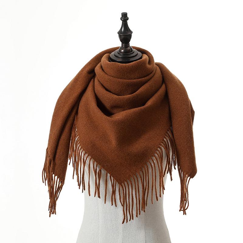 Women s Autumn Winter 2026 Cashmere Wool Square Scarf with Brushed Tassels 100*100CM (without fringe)