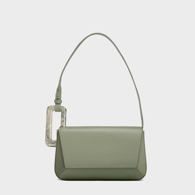 Single Shoulder Bag for Women with Contrasting Color Geometric Seam Customized Square Buckle Large Capacity Small Square Bag