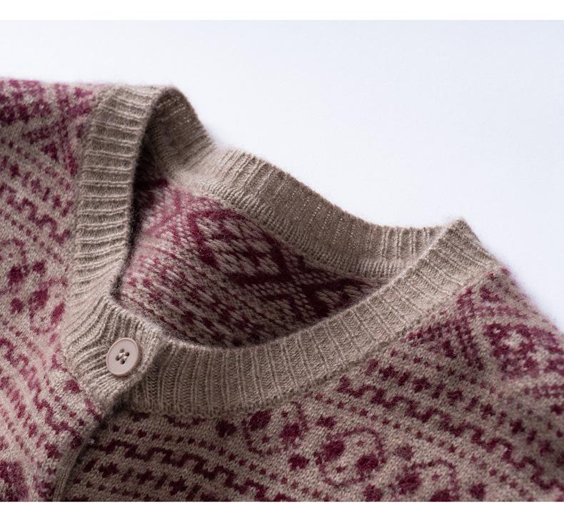 Women's Versatile Cashmere Cardigan - Autumn/Winter 2025, Soft, Comfortable, Warm, Loose Fit, Round Neck Knit Top