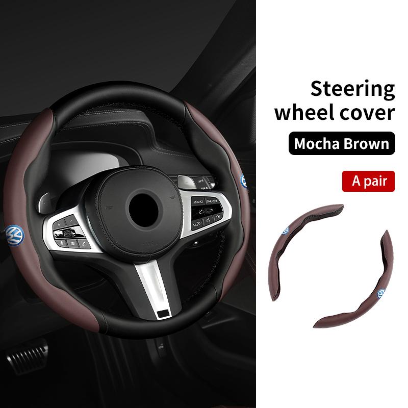 2026 saf7For Volkswagen VW Universal 2PCS Steering Wheel Cover Non-slip Comfort Grip Wheel Trim Scirocco Jetta Beetle Golf 4 5 6 Passat