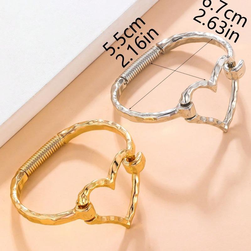 1pc European And American Style Fashion Alloy Open Heart Shaped Bracelet For Women, Versatile Street Style Web Celebrity Hand Chain Valentines