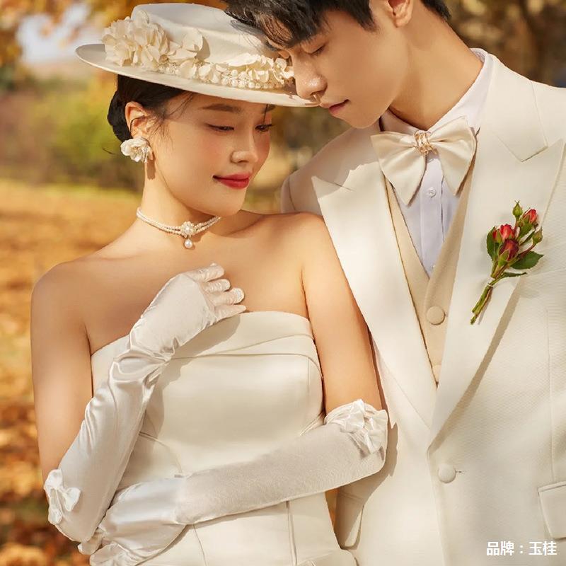 Bridal Satin Wedding Gloves White Long Vintage Elegant Wedding Dinner Dress Senior Photo Satin Hand Sleeves