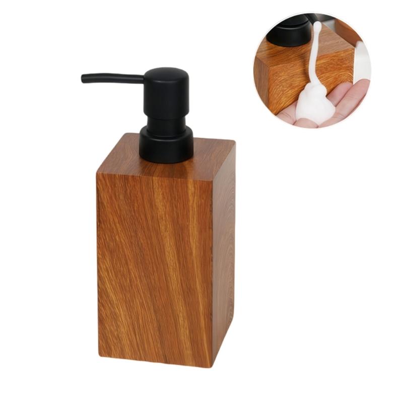 Elegant Wood Texture Resin Lotion Dispenser With Foam Pump For Shampoo Body Wash Hotel Homes Bathroom Essential
