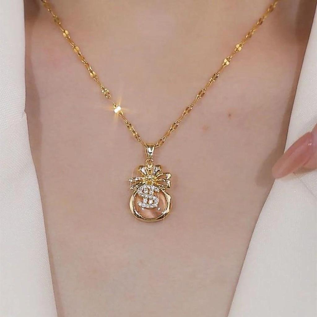 Lucky Bag Pendant Necklace - Women's Trendy Light Luxury Clavicle Design