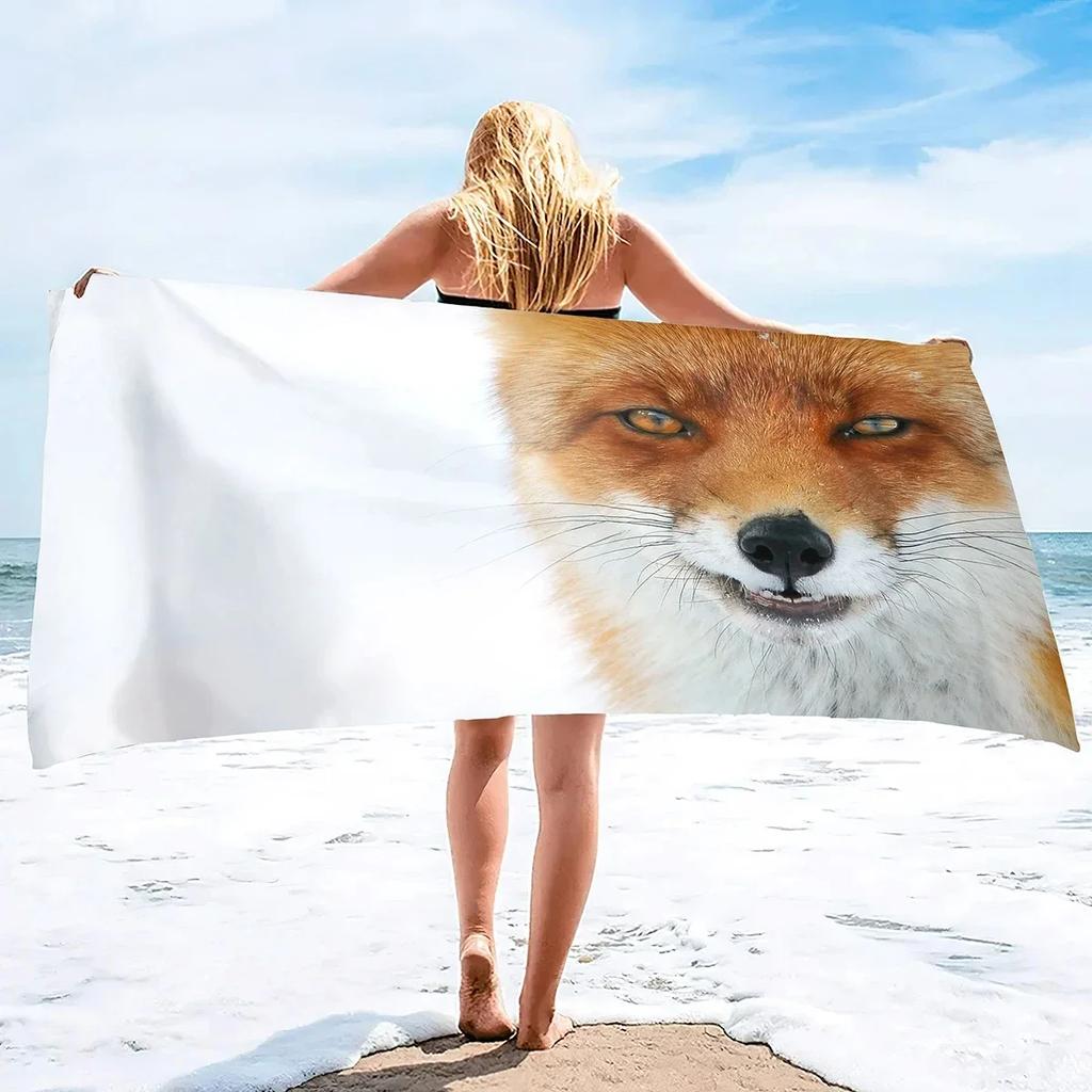 Cute Fox Beach Towel Wild Animal Bath Towels Bathroom Sport Bar Towel for Adult Kids Microfiber Shower Quick Dry Swimming Cover