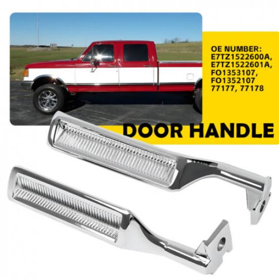 Pair Chrome Metal ide Interior Door Handle For 1987-1996 Ford Bronco F150