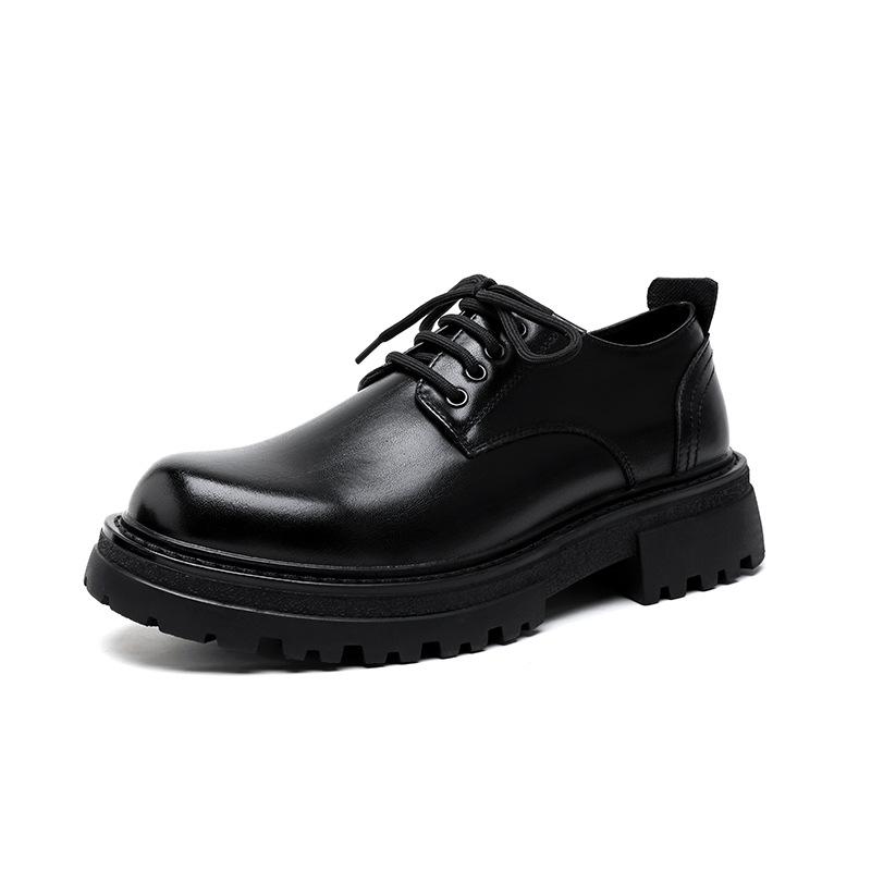 

Повседневные кожаные туфли мужские в британском стиле на толстой подошве, увеличивающие высоту голенища, мужские высококачественные кожаные туфли 6373-R 38 чёрный