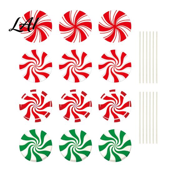 Festive Outdoor Path Lighting Accents 12Pcs Christmas Candy Yard Stakes Hollow Board Garden Decor with Metal Spikes Signs Red White Green