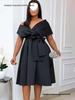 Módní šaty přes hranice pro ženy, velikost Plus Size, s výstřihem do V a zavazováním