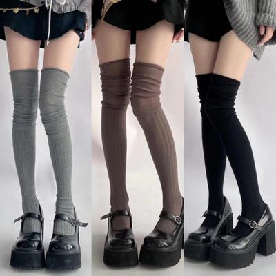 Slouch Thigh High Socks Women Stretchy Over-the-knee Scrunch Socks Long Over Knee