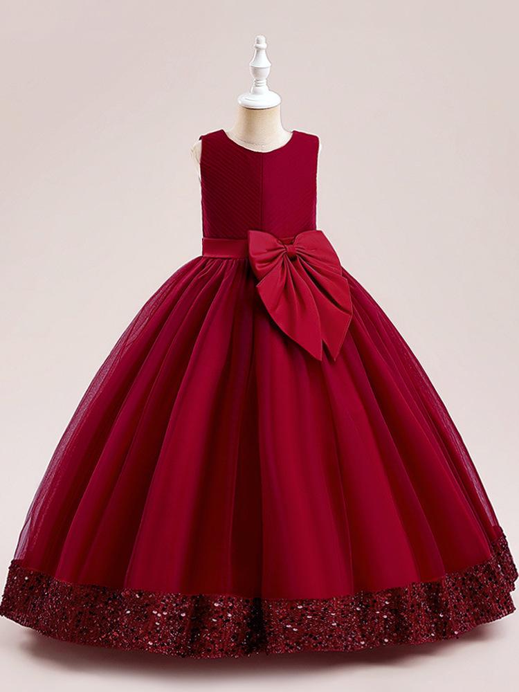 Girls' Formal Sequin Mesh Flower Princess Dress for Big Kids