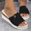 Wedge Heel Slippers Women's Spring and Summer New Thick-bottomed Casual Beach Fish Mouth Cool Slippers Large Size